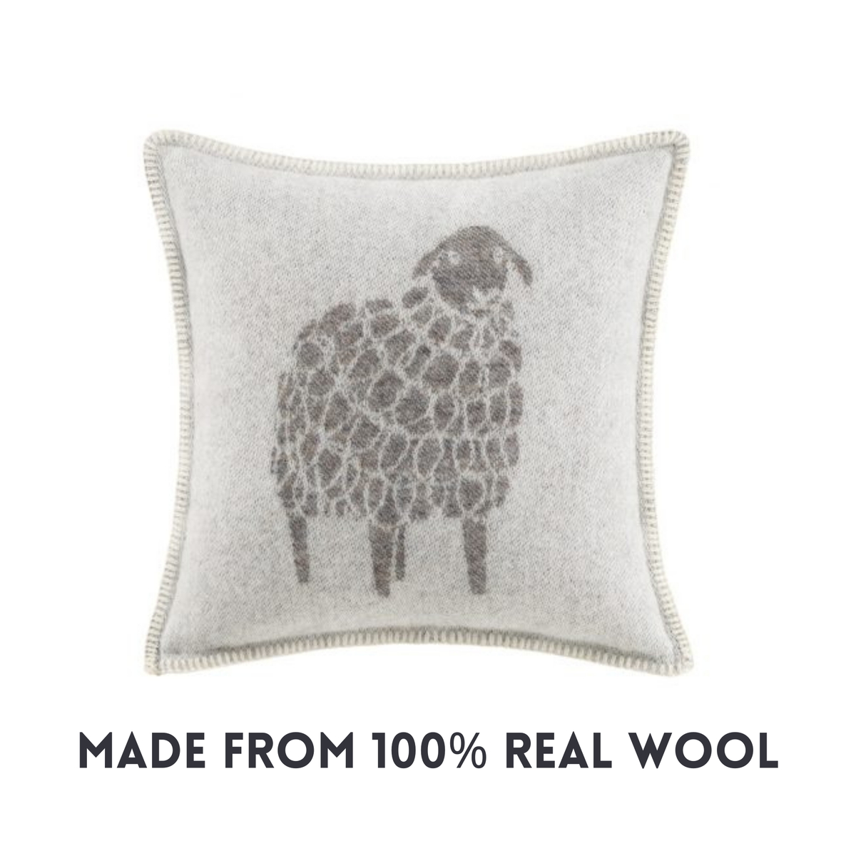 JJ Textile Sheep Mima Dark Brown Pure Wool Cushion Cover