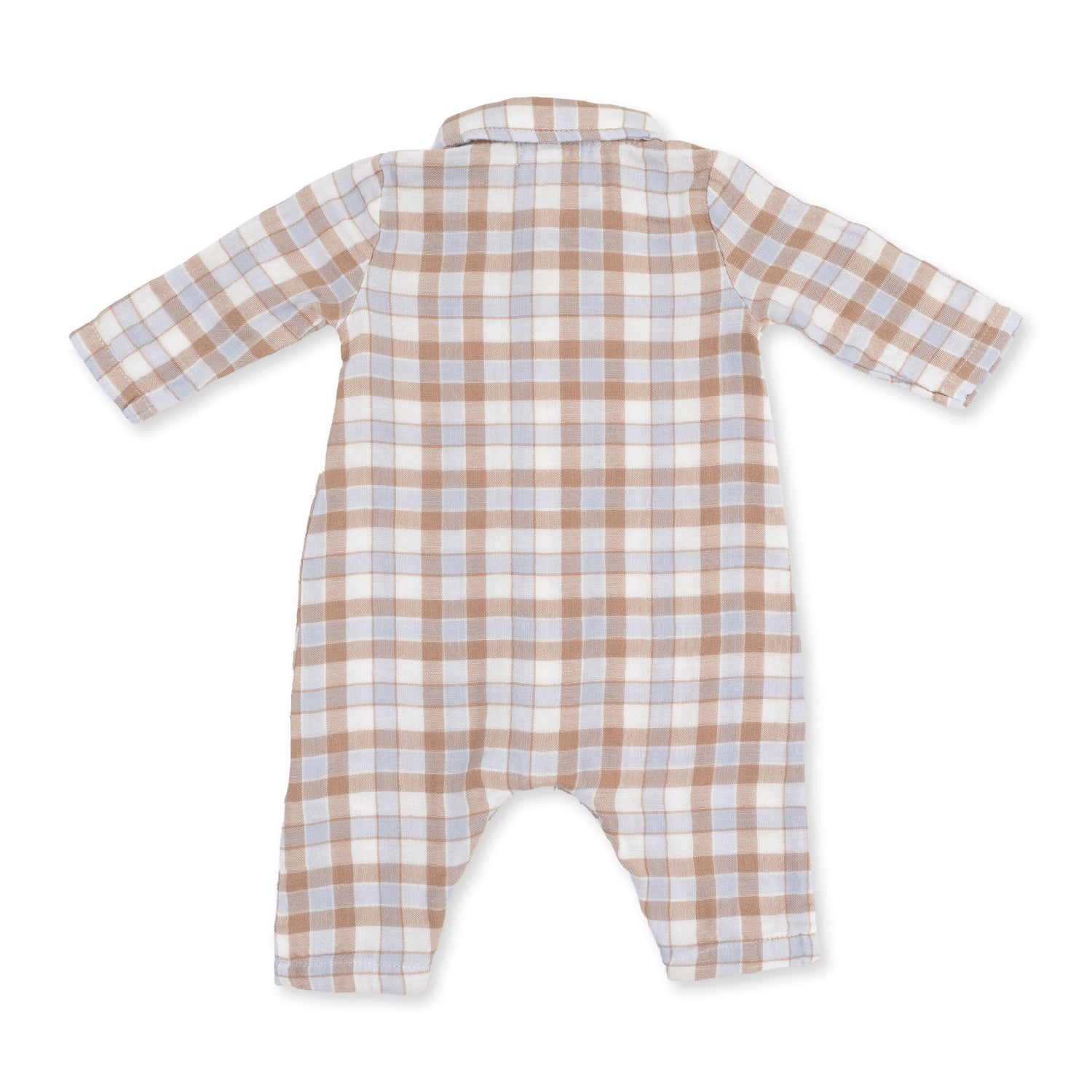 Western Plaid Long Sleeve Polo Button Down Romper