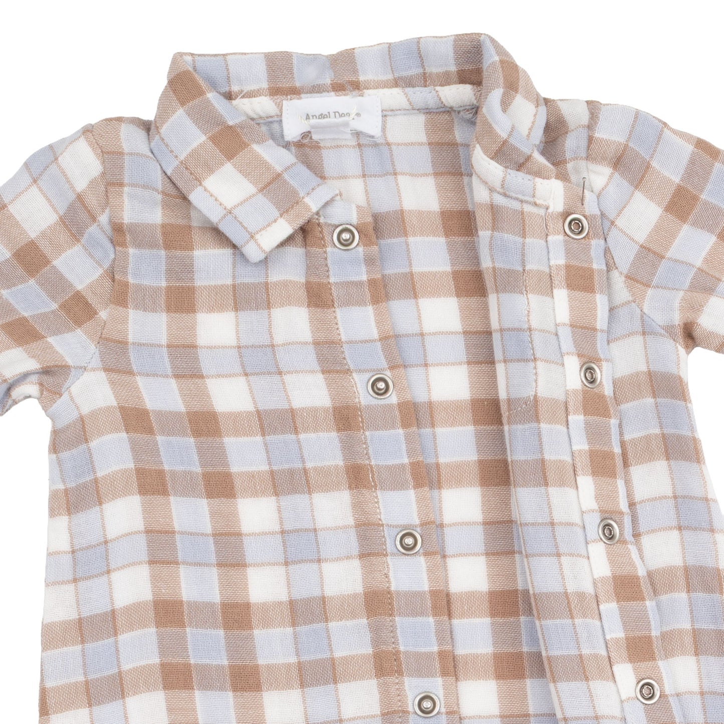 Western Plaid Long Sleeve Polo Button Down Romper