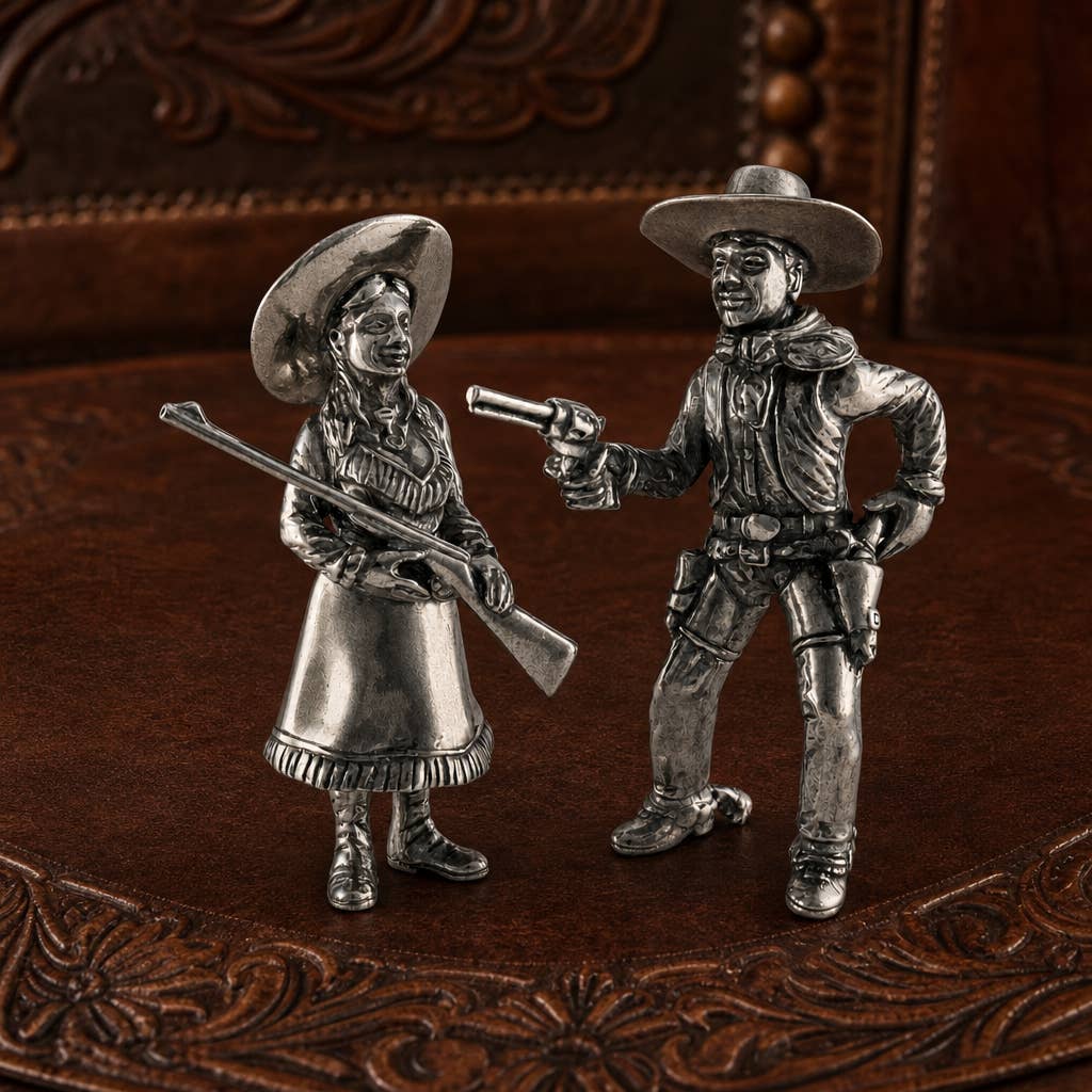 Pewter Cowpoke Couple Salt & Pepper Set