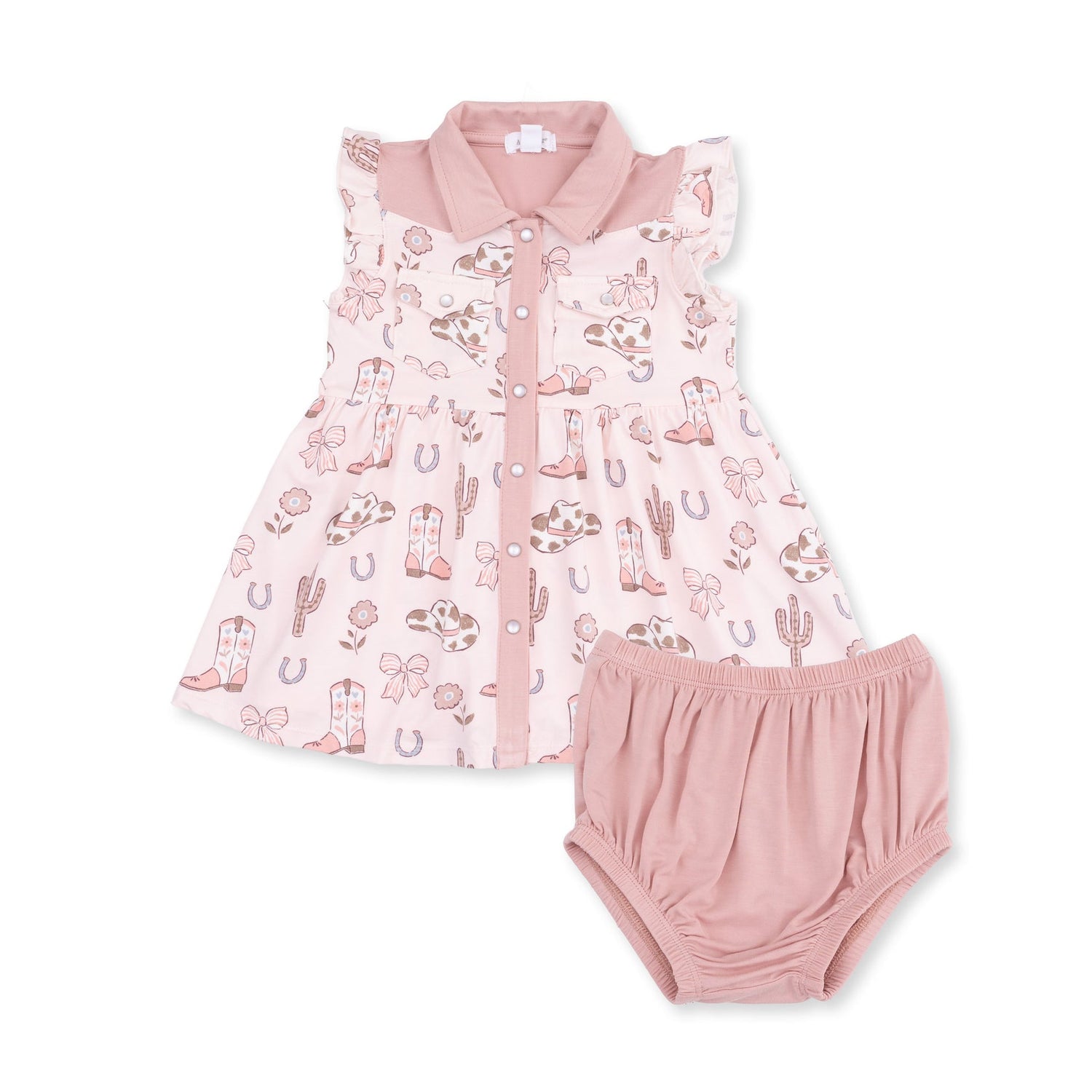Cowgirl Boots and Bows Western Pearl Snap Dress & Bloomer