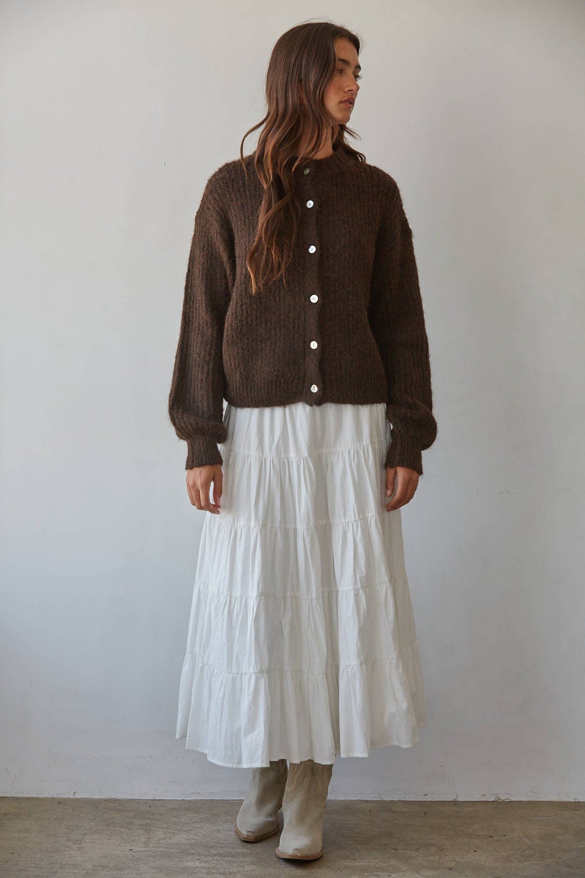 Lena Knit Ribbed Mock Neck Cardigan