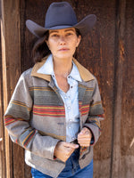 Schaefer Womens Las Cruces Jacket With Leather Collar styled with denim for everyday western wear Park City