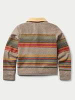 Schaefer Womens Las Cruces Jacket With Leather Collar continuous southwest stripe across the back panel ranch wear