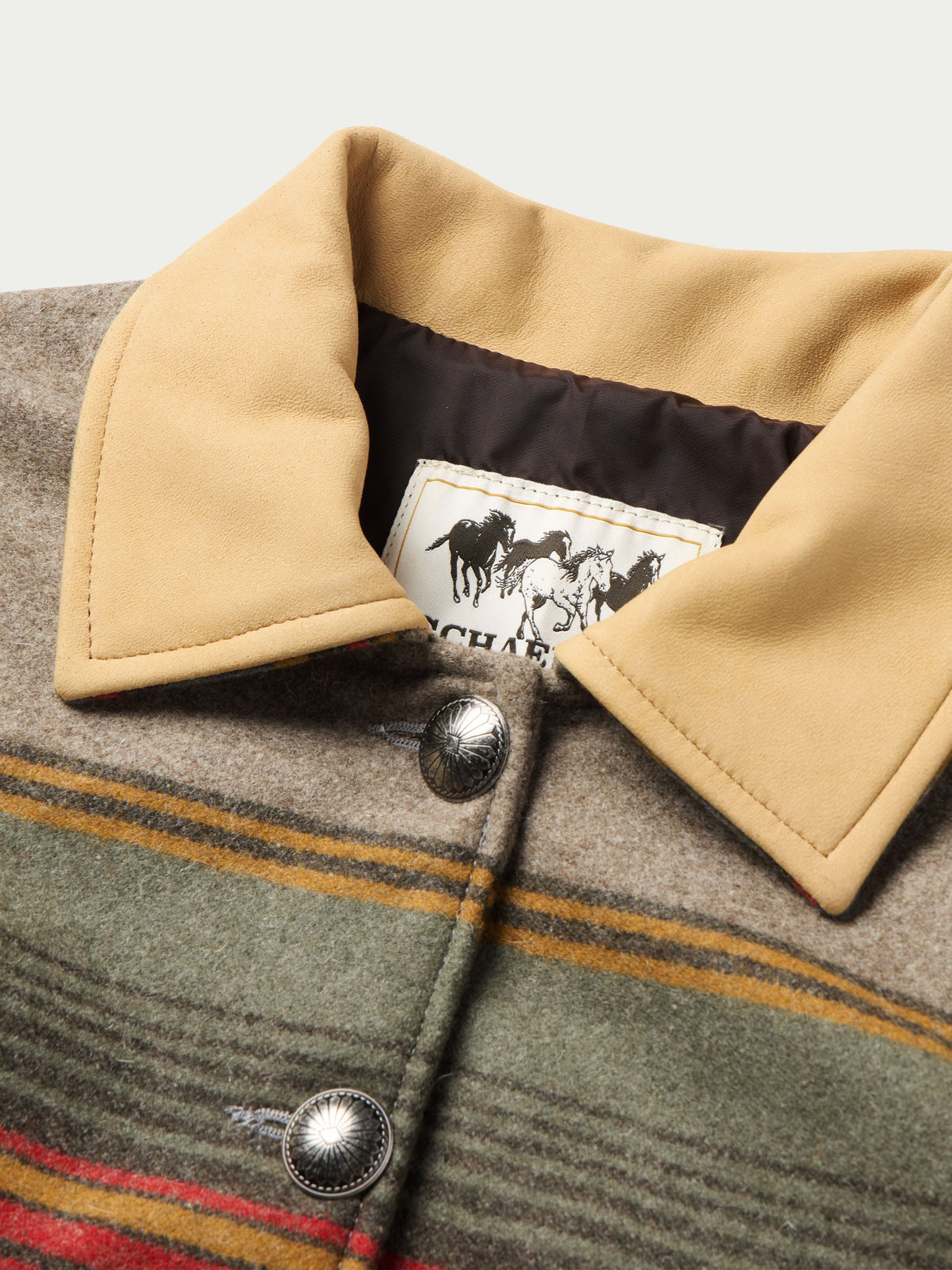 Schaefer Womens Las Cruces Jacket With Leather Collar lamb suede collar and trim in natural tan western fashion