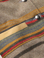 Schaefer Womens Las Cruces Jacket With Leather Collar two waist pockets set into the striped wool body Utah