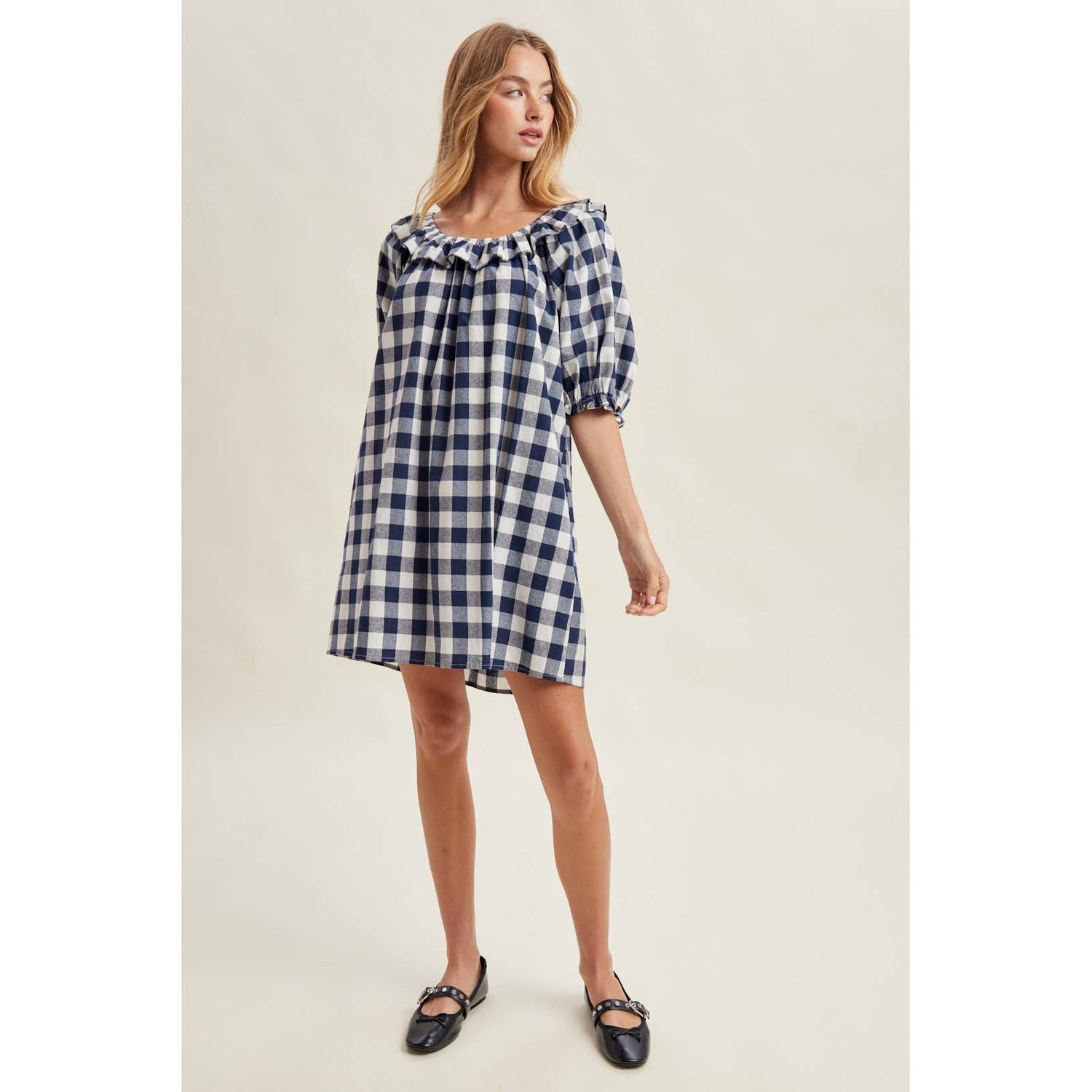 Sam Gingham Ruffle Dress