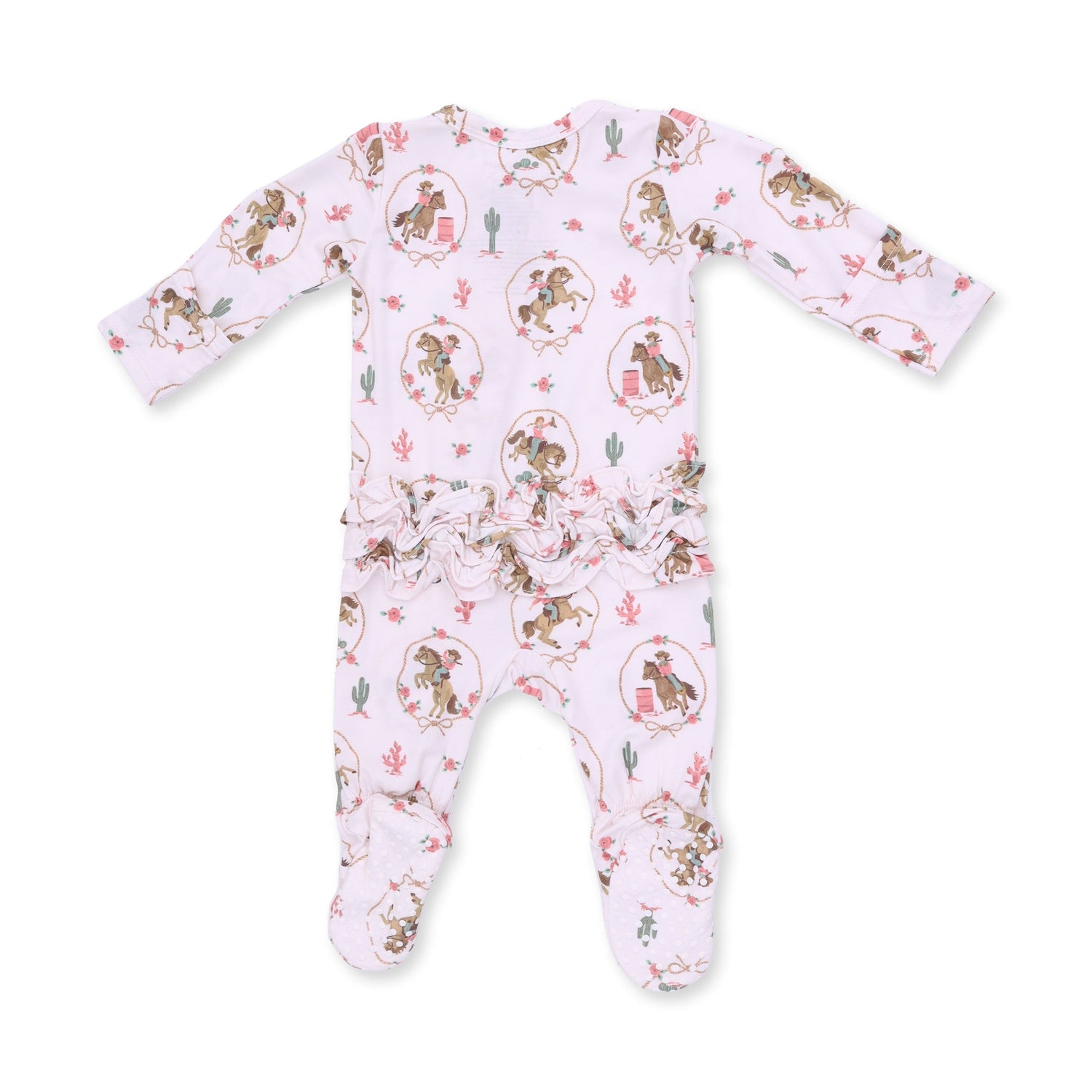 Cowgirl Cameos 2 Way Ruffle Back Zipper Footie