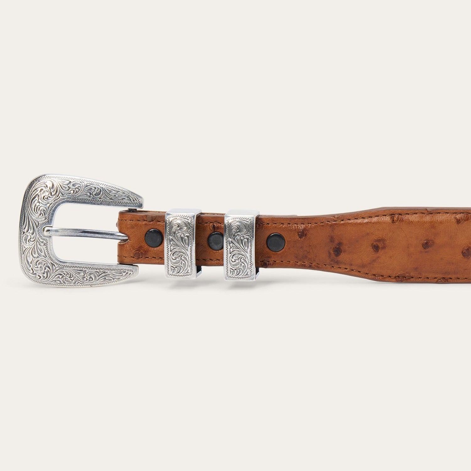 Stetson Ostrich Tapered Tab Belt