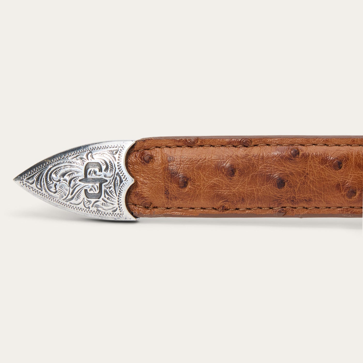 Stetson Ostrich Tapered Tab Belt