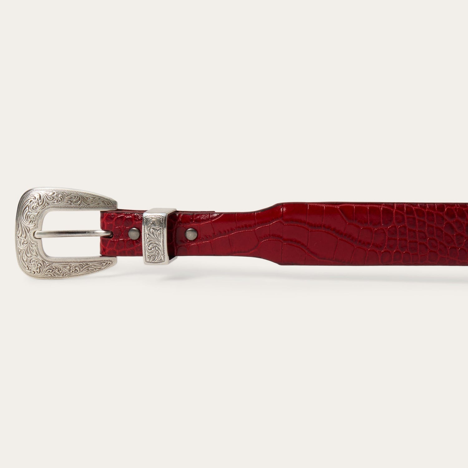 Stetson Croco Print Tapered Red Belt