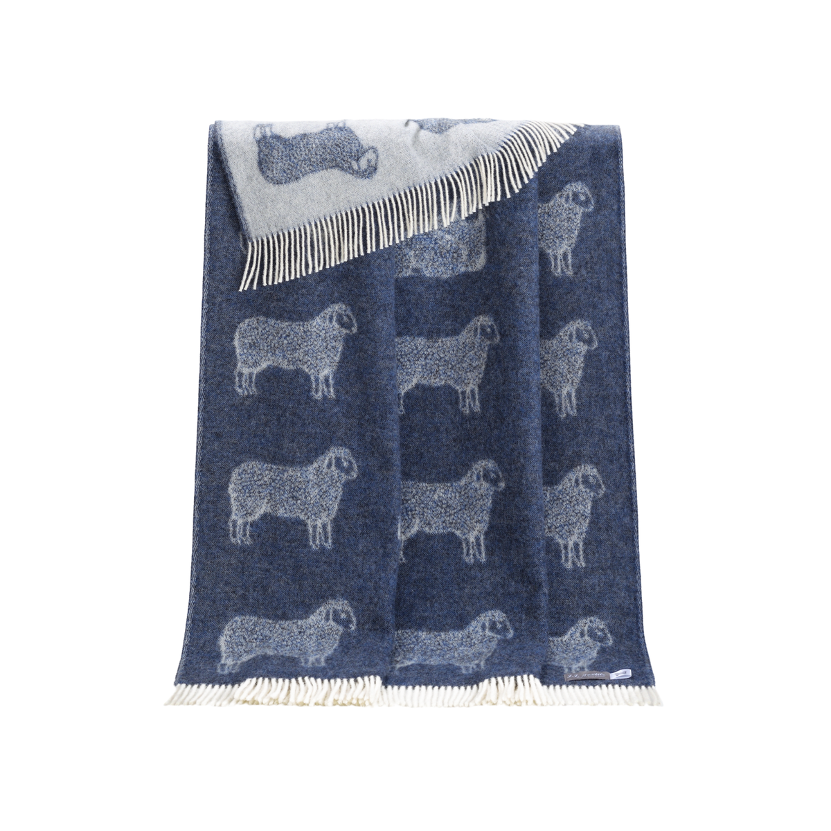 JJ Textiles Denim Blue Sheep Pure Wool Throw