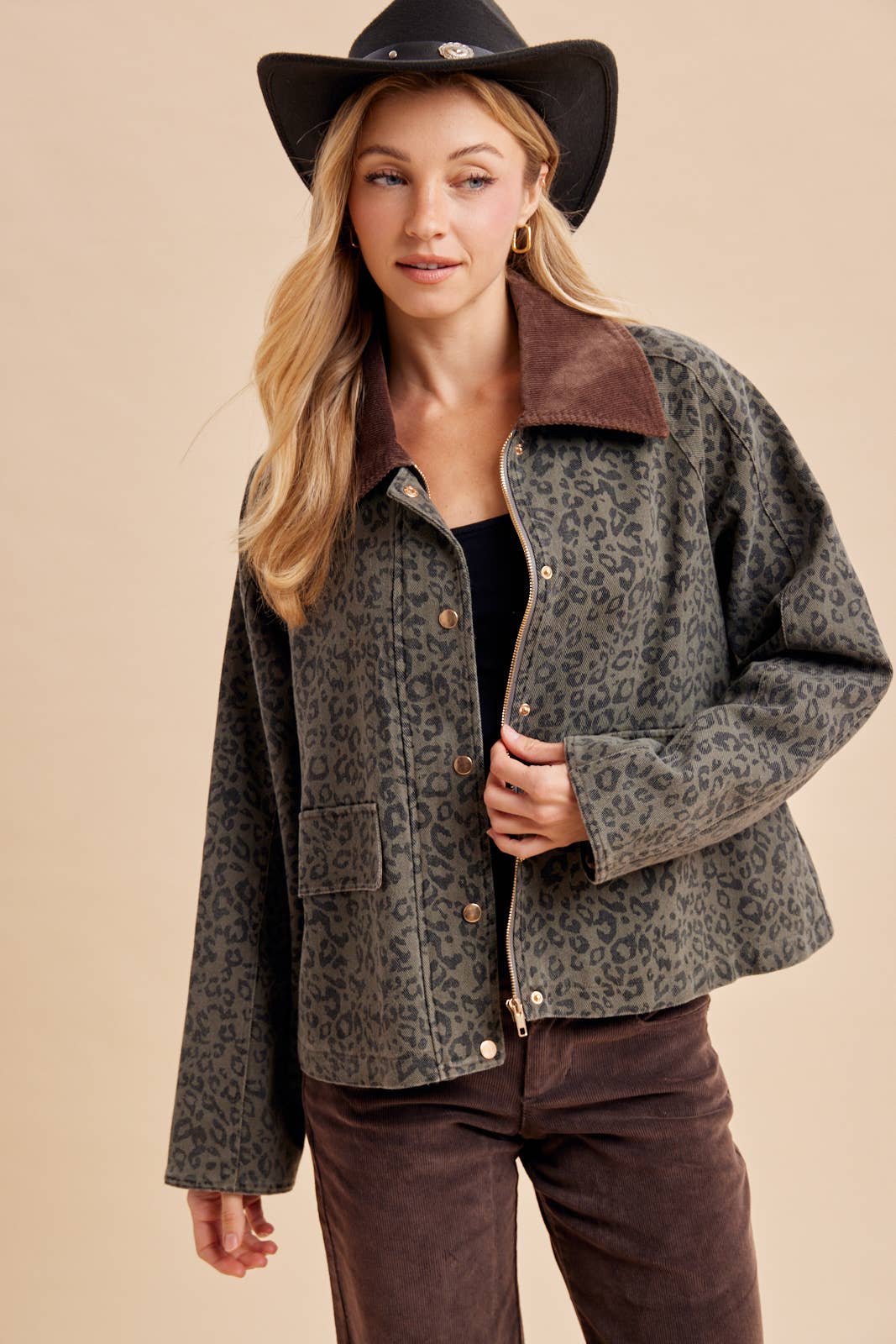 In Loom Leopard Chore Jacket fall layering jacket styled for rodeo and everyday cowgirl looks Park City