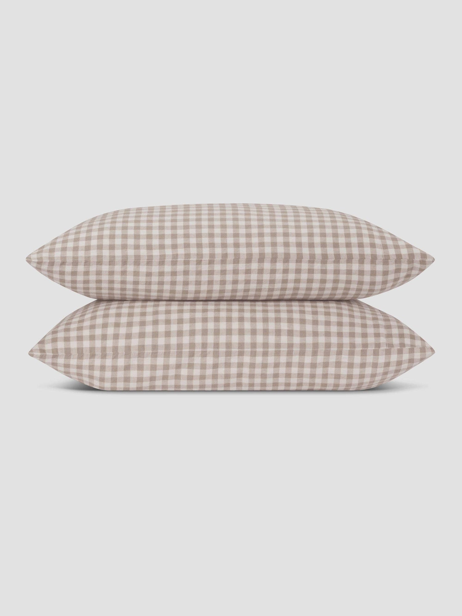 Mushroom Gingham Linen Pillowcases