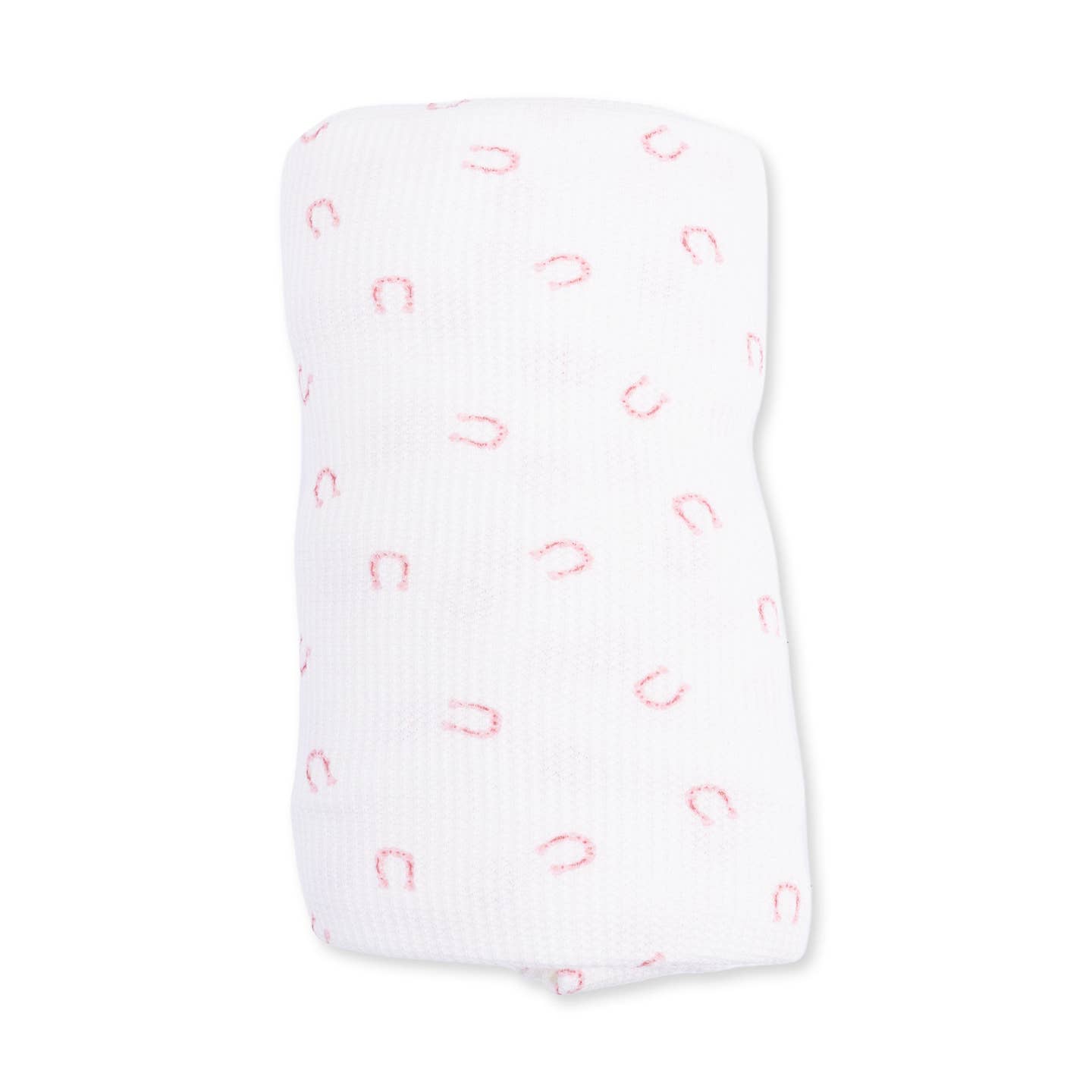 Little Horseshoes Pink Swaddle Blanket
