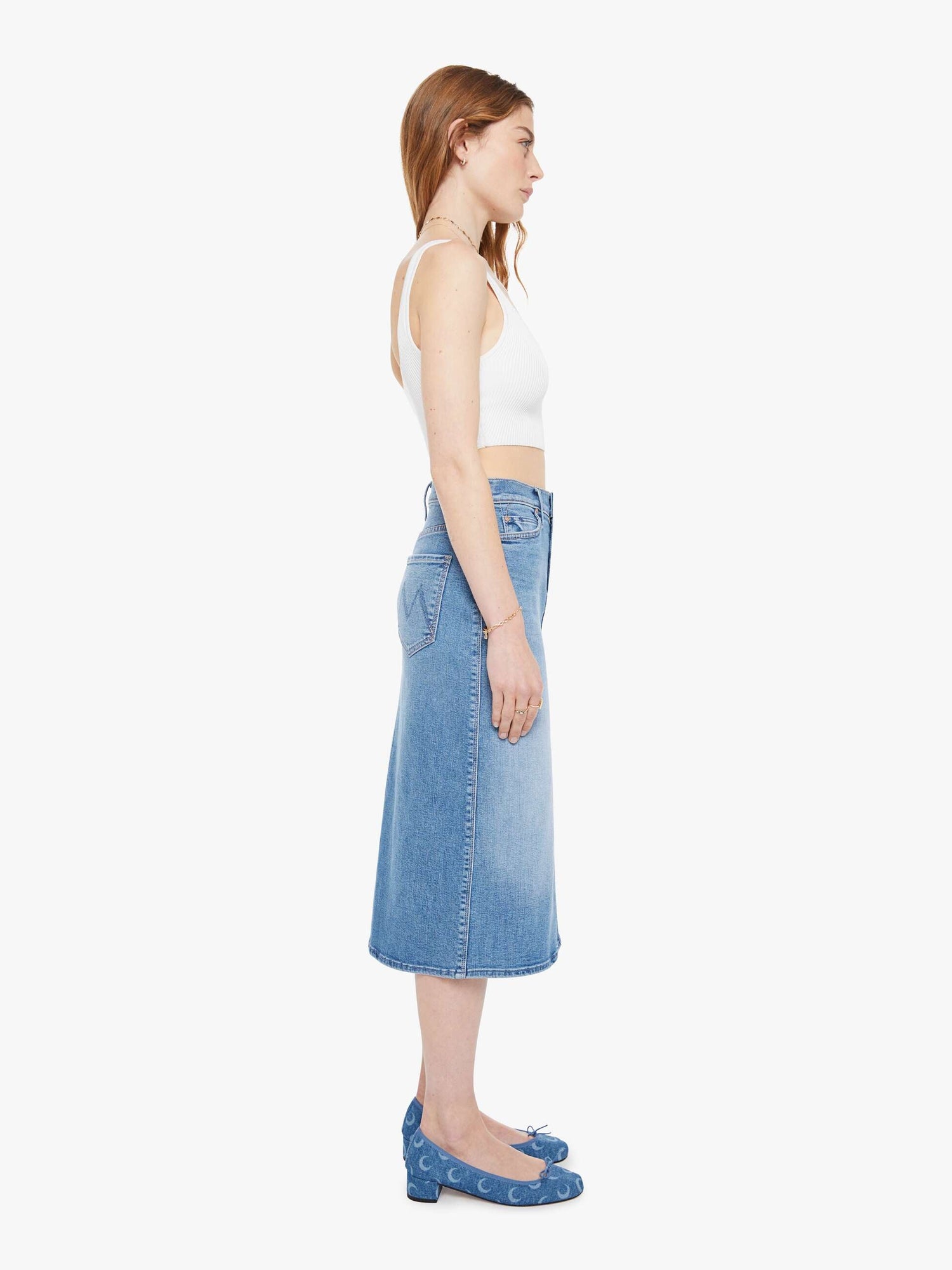 Mother The Swooner Straight A Midi Skirt