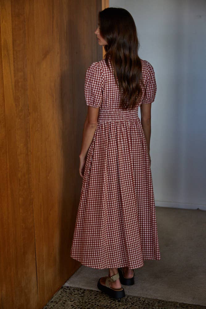 Womens prairie dress red plaid at Boltranchstore.com free shipping Ballerina Farm Clothing new arrival summer fall Doen