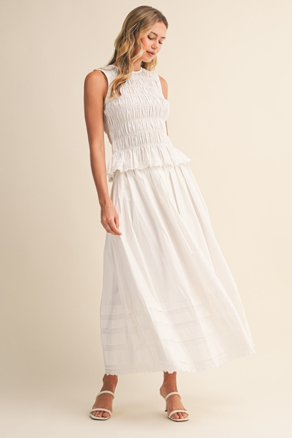 Stella Smocked Top and Midi Skirt Set