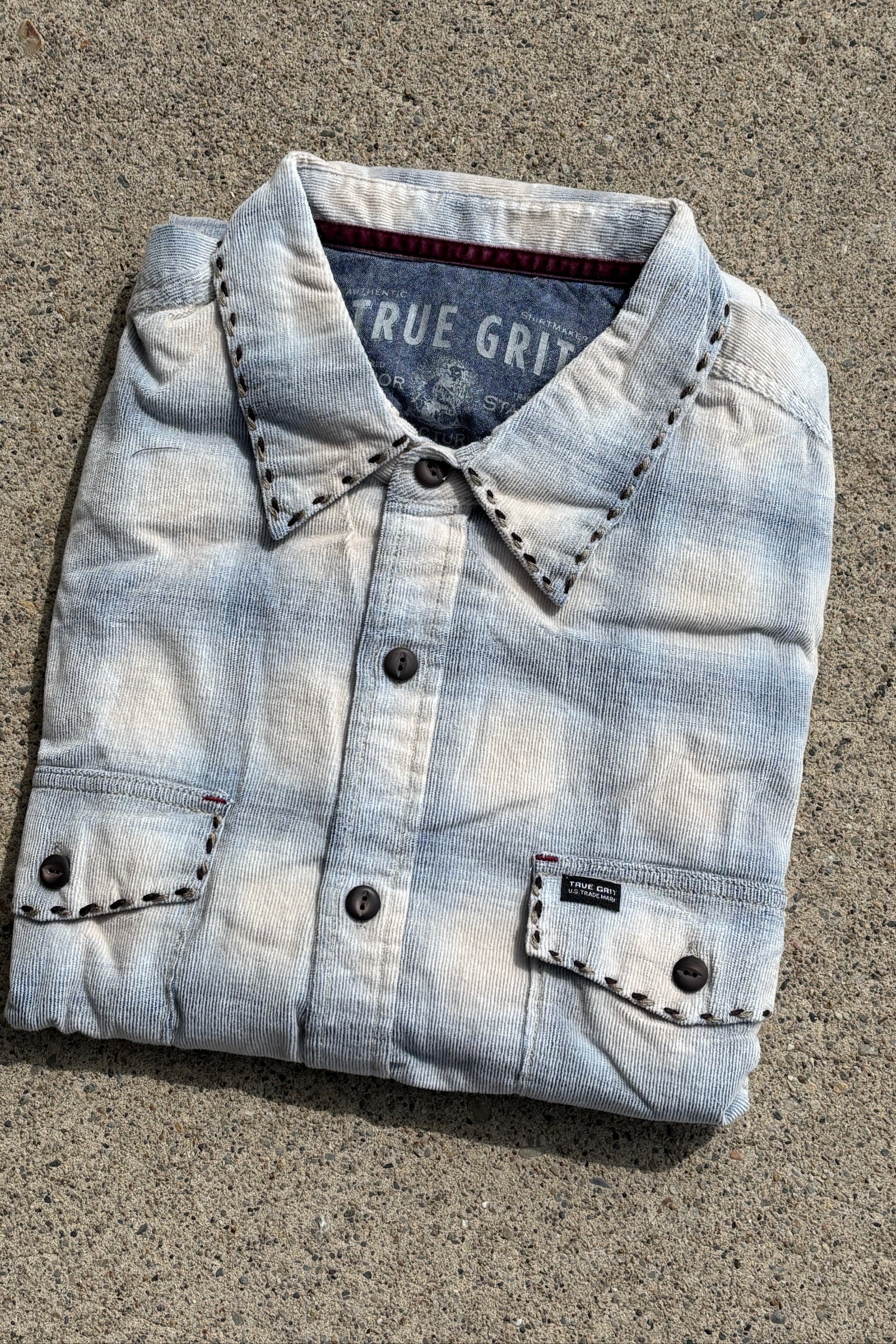 True Grit Whiskey LS Shirt with Stitch blue mens top at Boltranchstore.com fall 2025 new free shipping