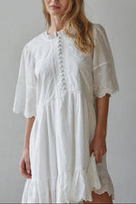 Elise Embroidered Dress short sleeve mini delicate feminine dress summer spring Boltranchstore.com Free Shipping