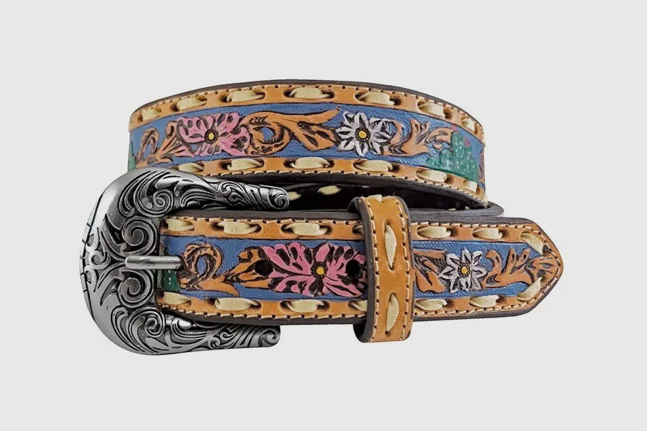 Roper Kids Florence Tooled Belt free shipping at boltranchstore.com girls floral western belt spring 2026 9710300