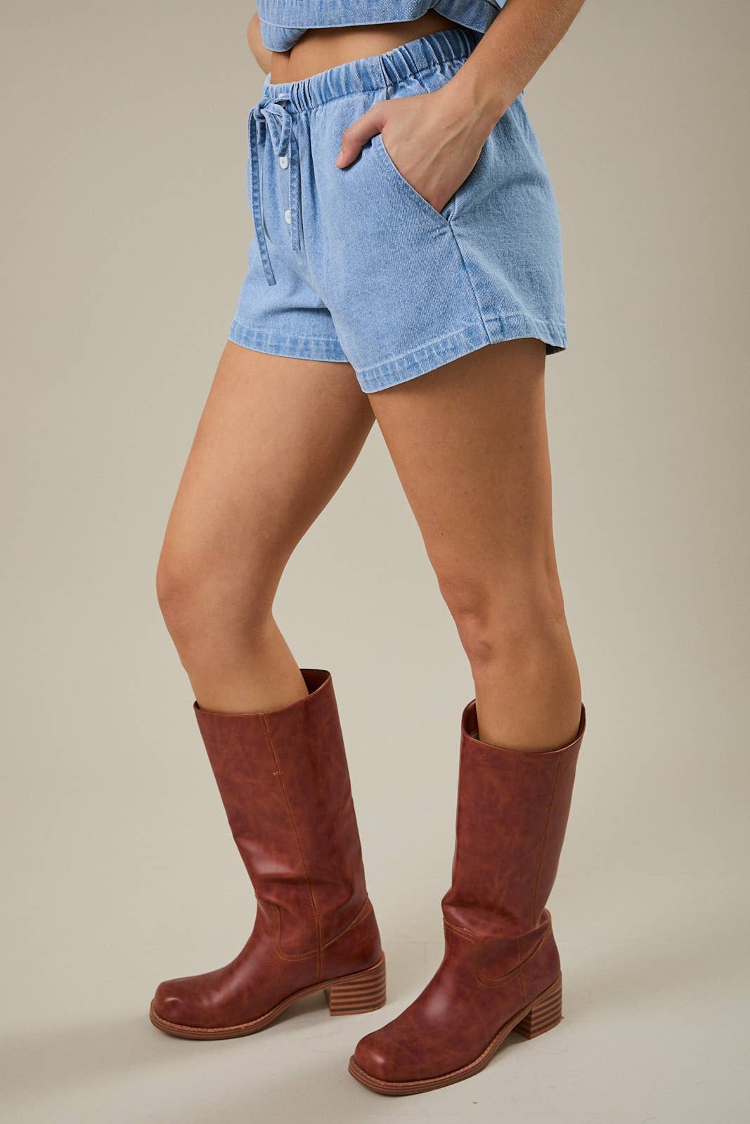 Drawstring Womens Denim Shorts