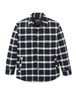 Filson Insulated Flannel Jac Shirt Navy Cream Plaid chest pockets protected by buttoned flaps Kamas western store