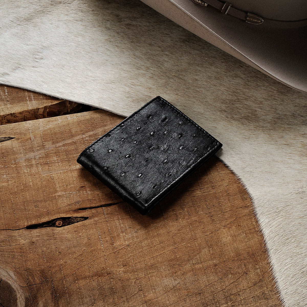 Stetson Ostrich Wallet Black or antique cognac bi-fold mens wallet accessories Boltranchstore.com free shipping mens gift fathers day