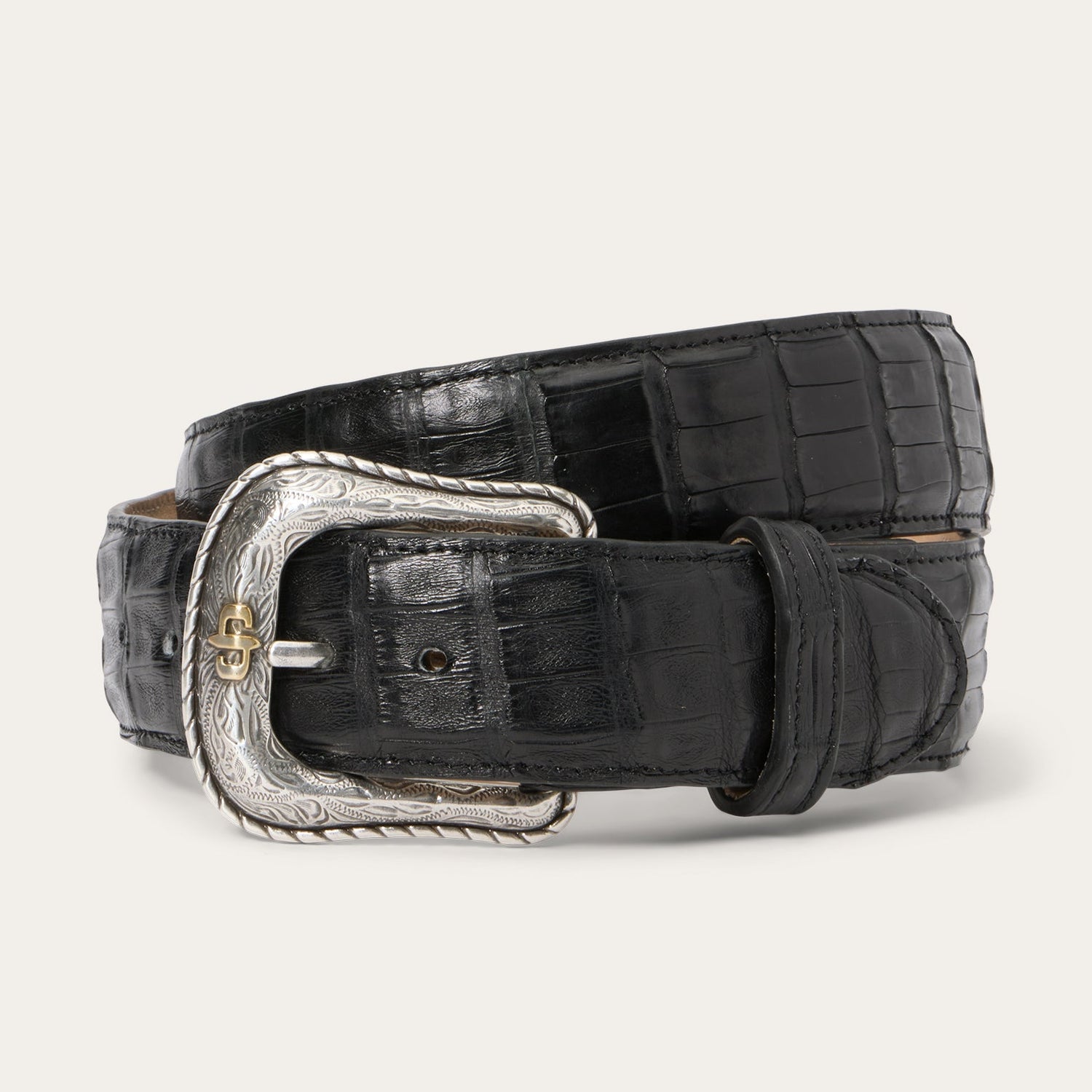 Stetson Caiman Western Tab Belt 9917500 classic black unisex belt mens womens western style accessories Boltranchstore.com 