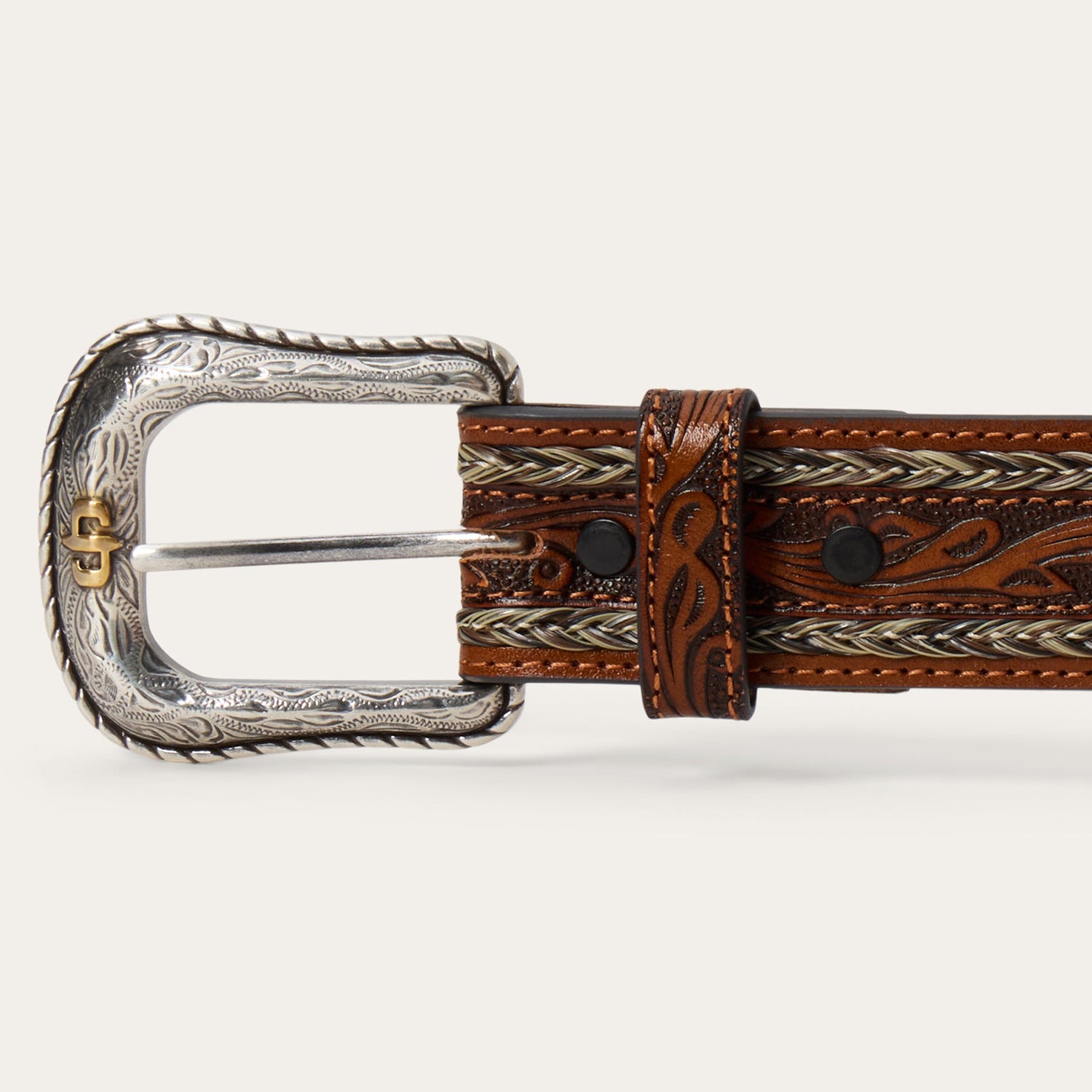 Stetson Tooled Horse Hair Braided Edge Belt