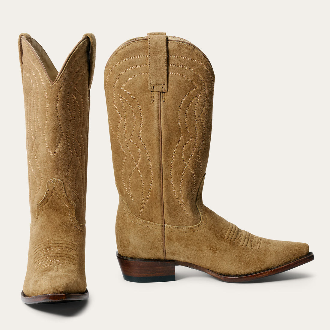 Stetson and THE GREAT Suede Cowboy Boot in Tan