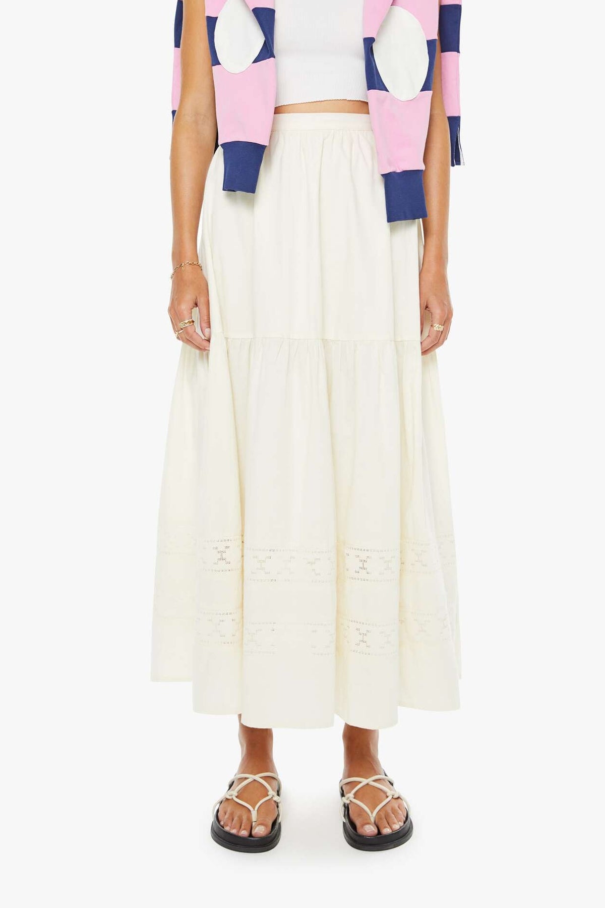 9955-2040-LYB_VW Mother The Memory Lane Maxi off white cream womens lace skirt Boltranchstore.com free shipping womens western fashion