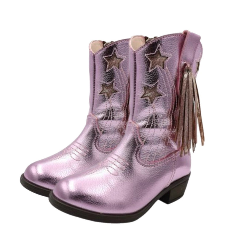MishMoccs Sparkle Steps Boots Pink cowboy boots with star FREE SHIPPING at boltrnchstore.com