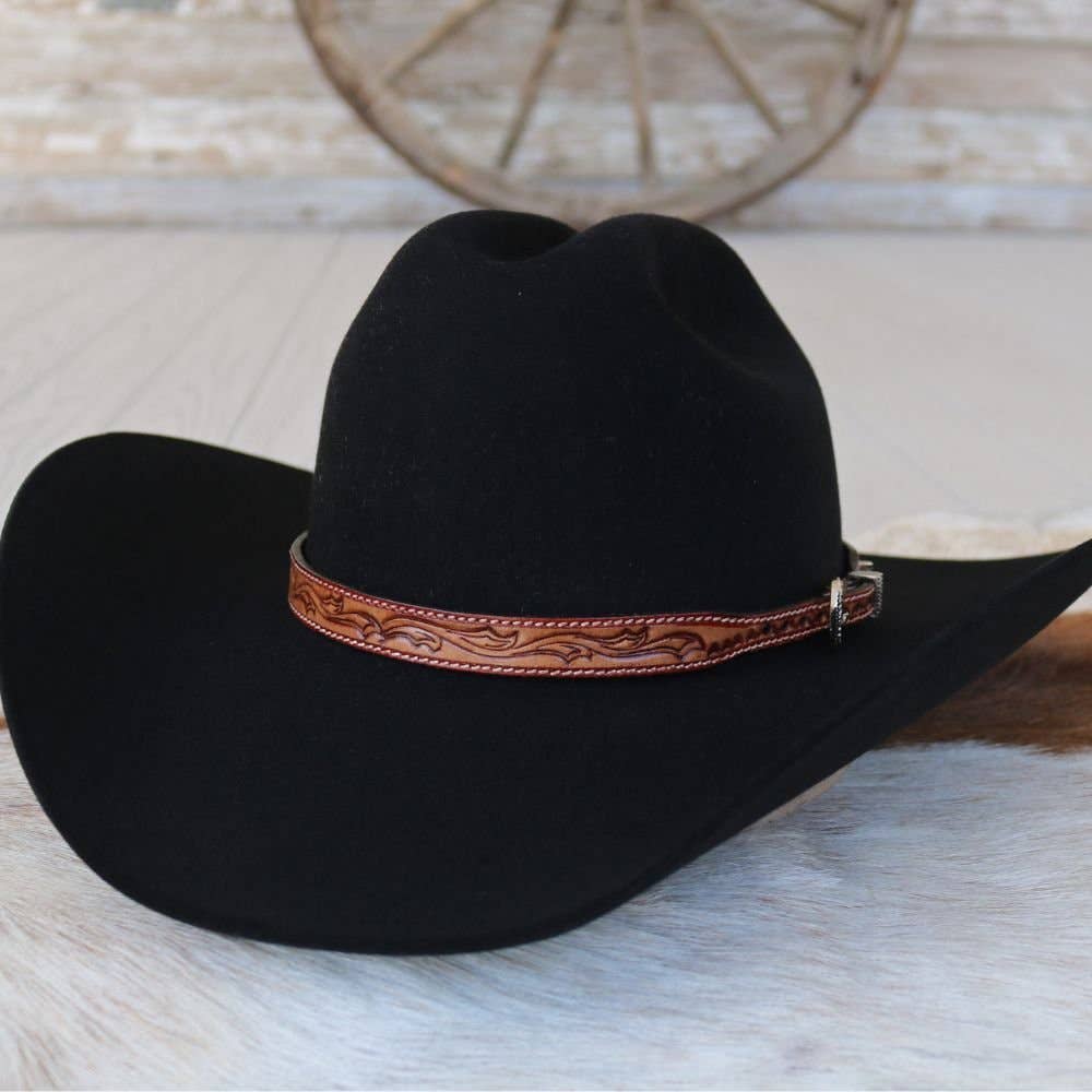 Carved Leather Hat Band in Dakota