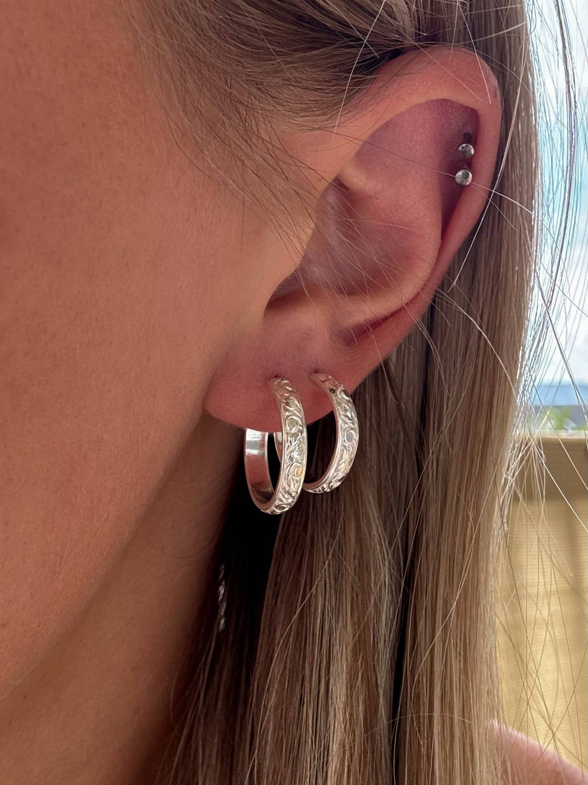 Vintage Band Stud Hoops