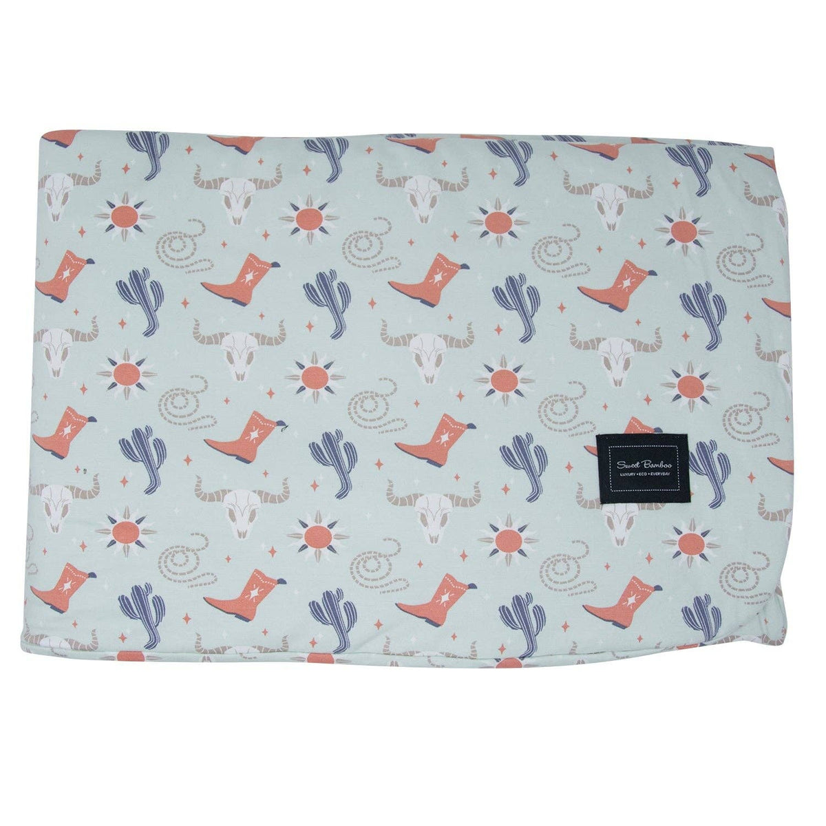 Patterned blanket with boots, cacti, and suns Wrap your little one in cloud-like comfort  perfect baby gift at boltranchstore.com free shipping