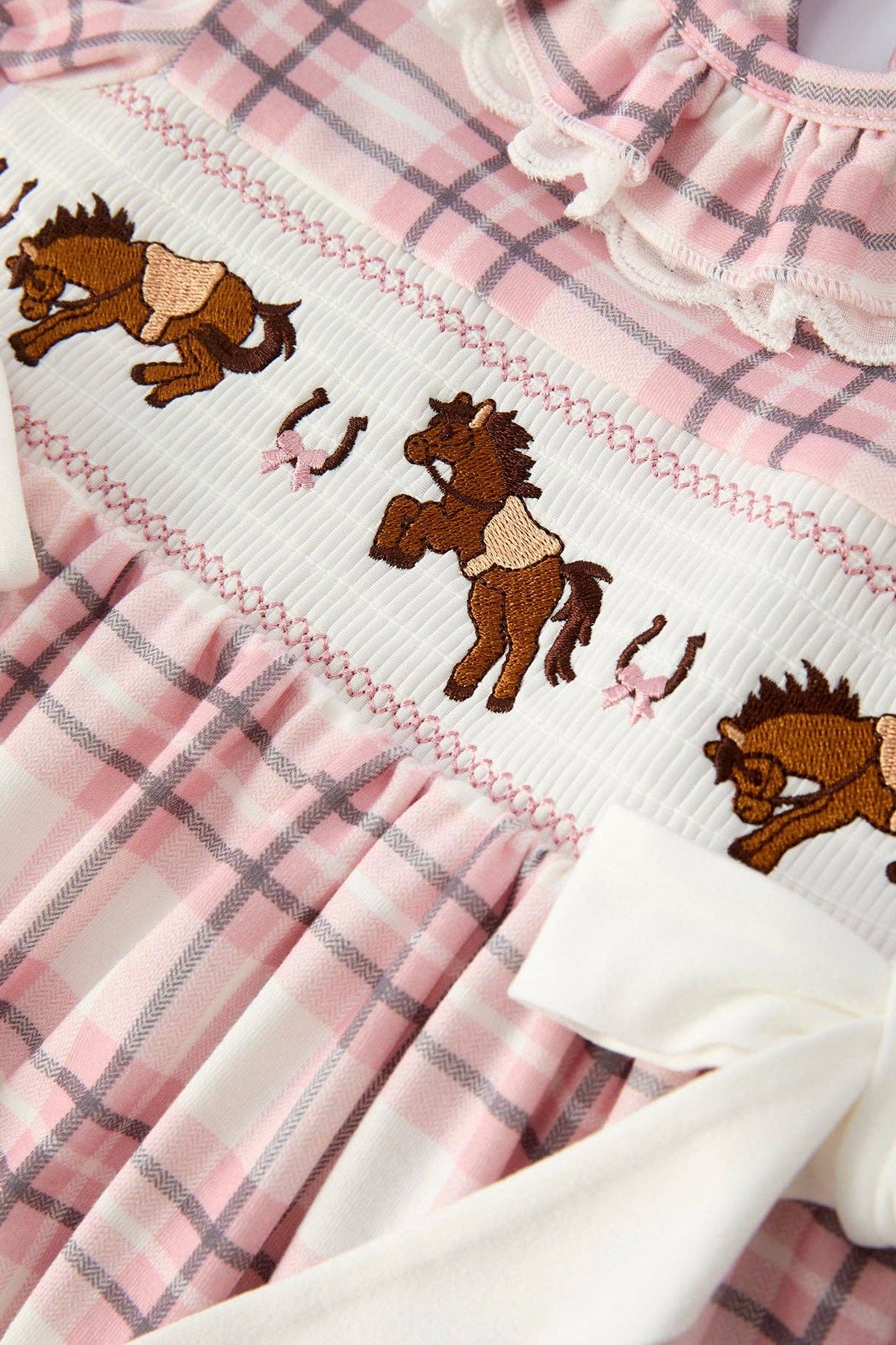 Western Horse Embroidered Girls Dress