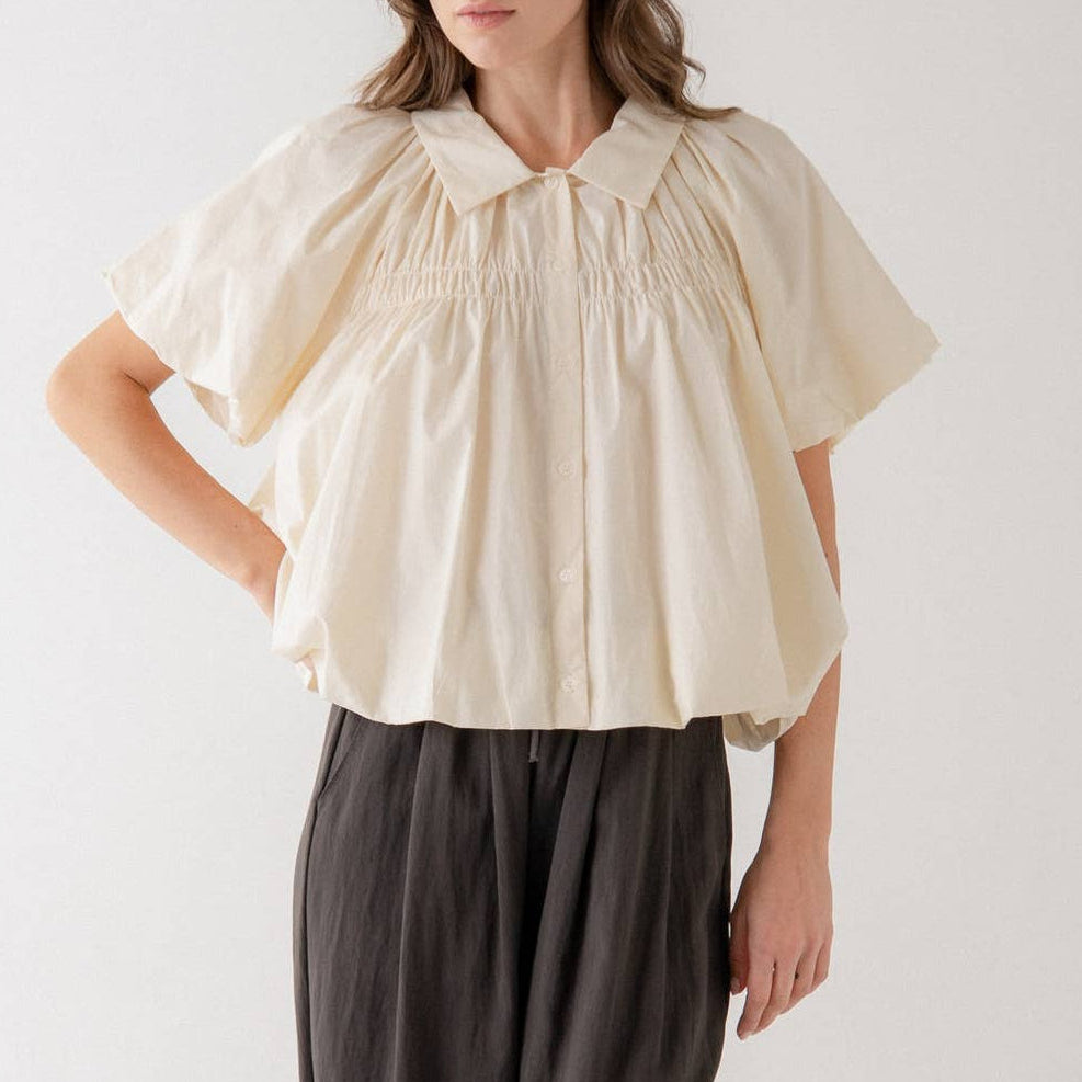 Clara Puff Sleeve Blouse with Gathered Bodice
