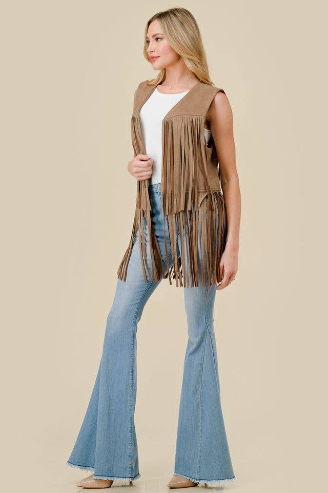Western Womens Open Fringe Vest