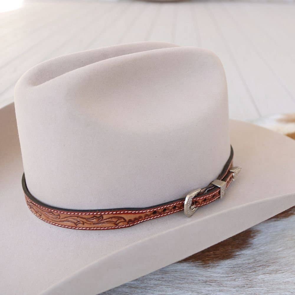 Carved Leather Hat Band in Dakota