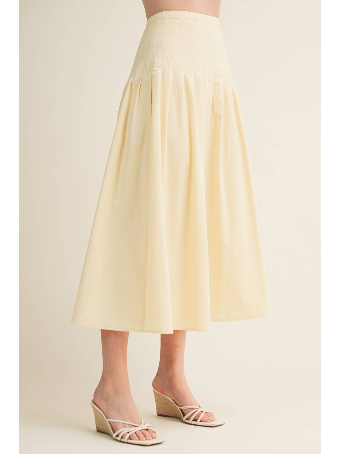 Isabella Poplin Skirt with Pleated Details