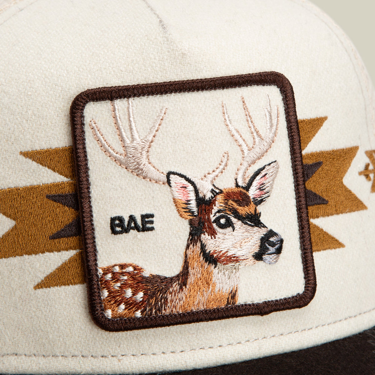 Goorin Bros Canyon Bae embroidered patch framed clean on the crown with tonal stitching western fashion