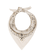 The Great Silk Bandana Cream light neutral square scarf with scattered teardrop motifs and scalloped border cowgirl