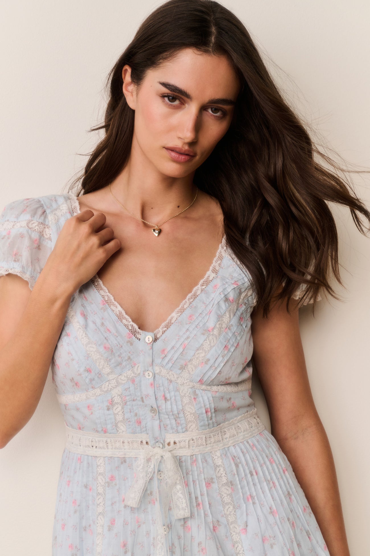 LoveShackFancy Aurela Floral Cotton Midi Dress