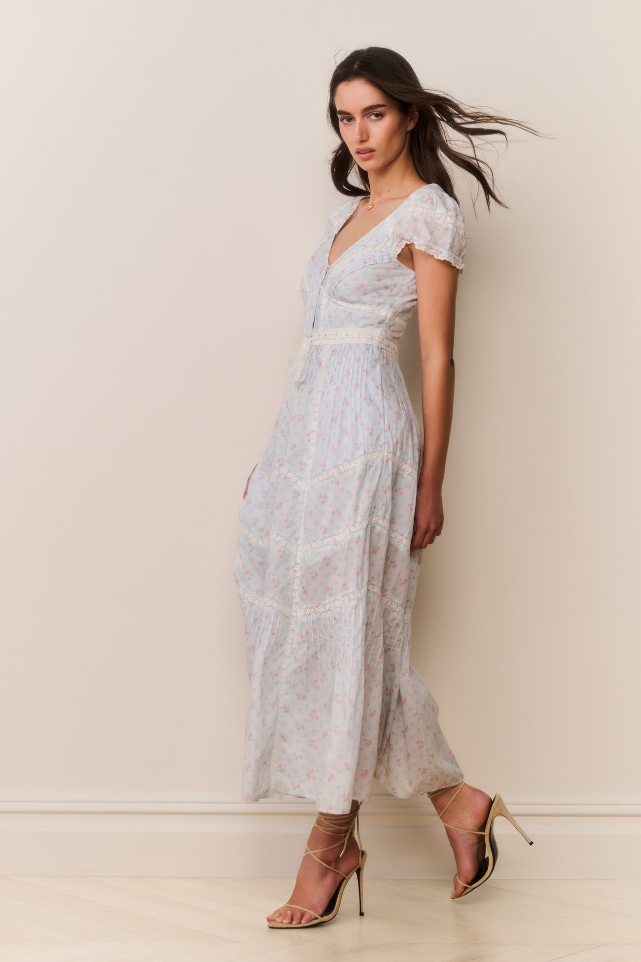 LoveShackFancy Aurela Floral Cotton Midi Dress