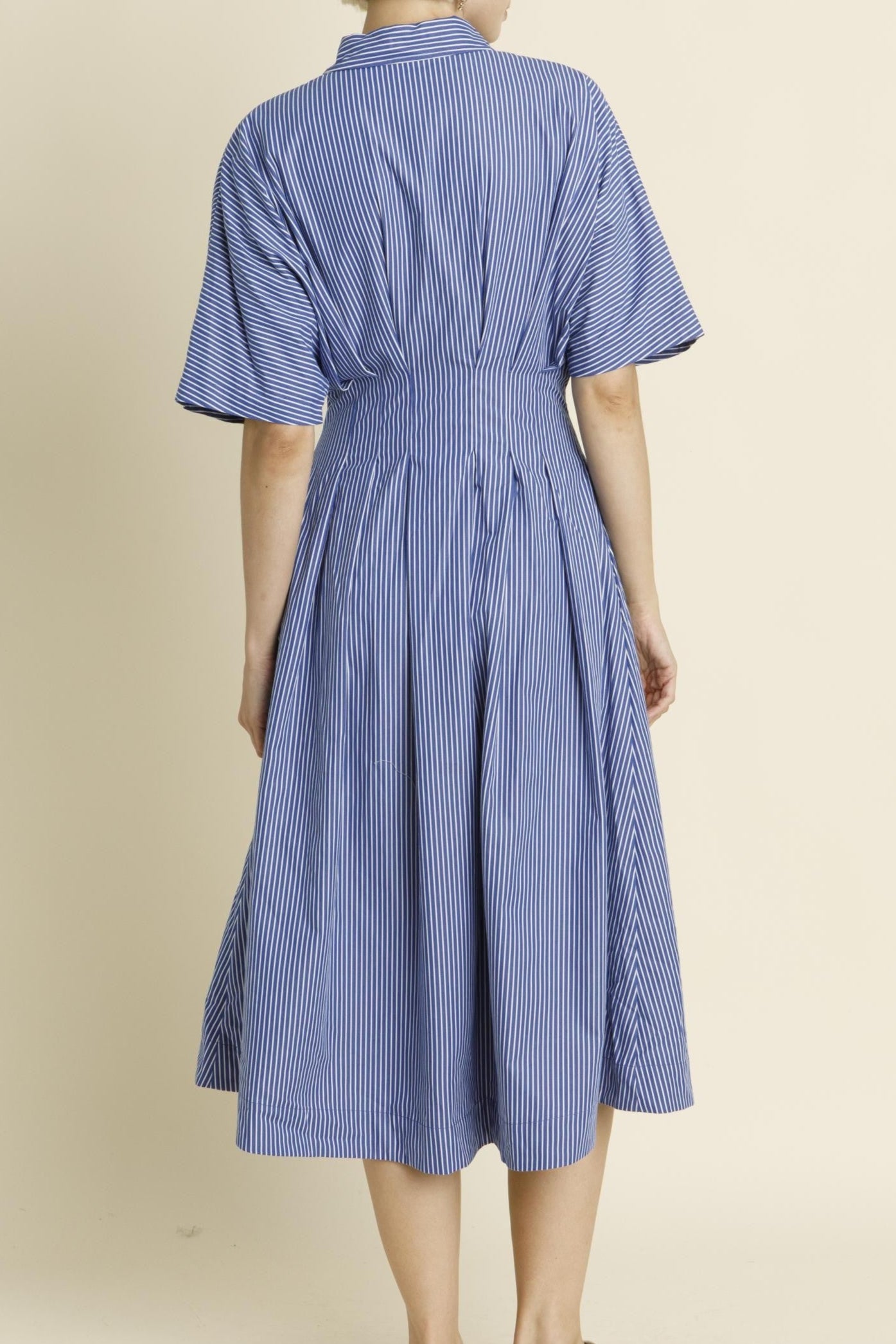 Adeline Button Pleated Midi Shirt Dress at boltranchstore.com