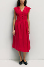 Womens Aleska Dress Pleated Midi Dress red summer dress cap sleeve western fashion party dress Boltranchstore.com MOD REF Free Shipping fast delivery