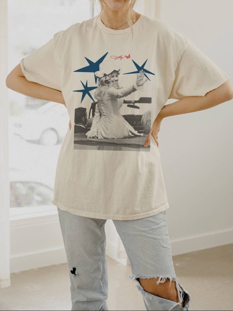 All American Dolly Parton Thrifted T Shirt available at boltranchstore.com