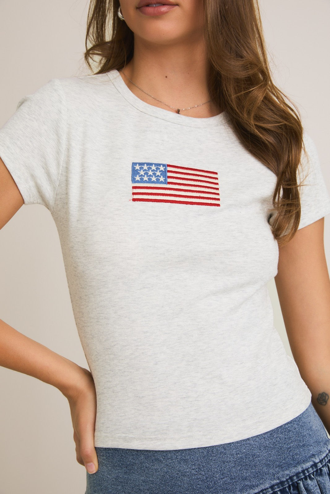 All American Womens Tee Le Lis womens embroidered american flag July rodeo women teen girls t shirt at boltranchstore.com