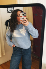 Allegiance Sweater heather blue anthem flag usa america americana crew sweater womens Boltranchstore.com Free Shipping